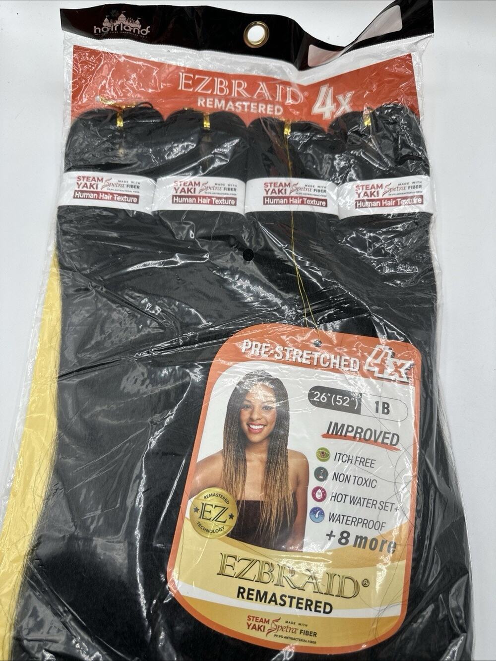 Hairland EZBRAID Remastered 4X Pre-Stretched Braiding Hair 26” Color 1B New